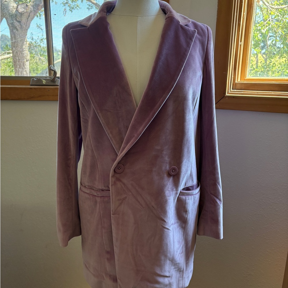 Wildfang Lavender and Beige Velvet Blazer